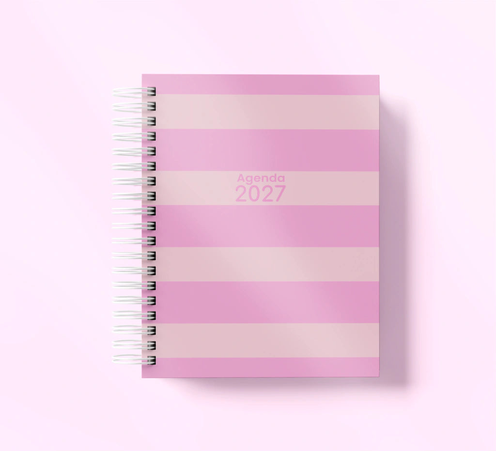 Agenda Con Fecha 2027 Completa | Diseño Rayas