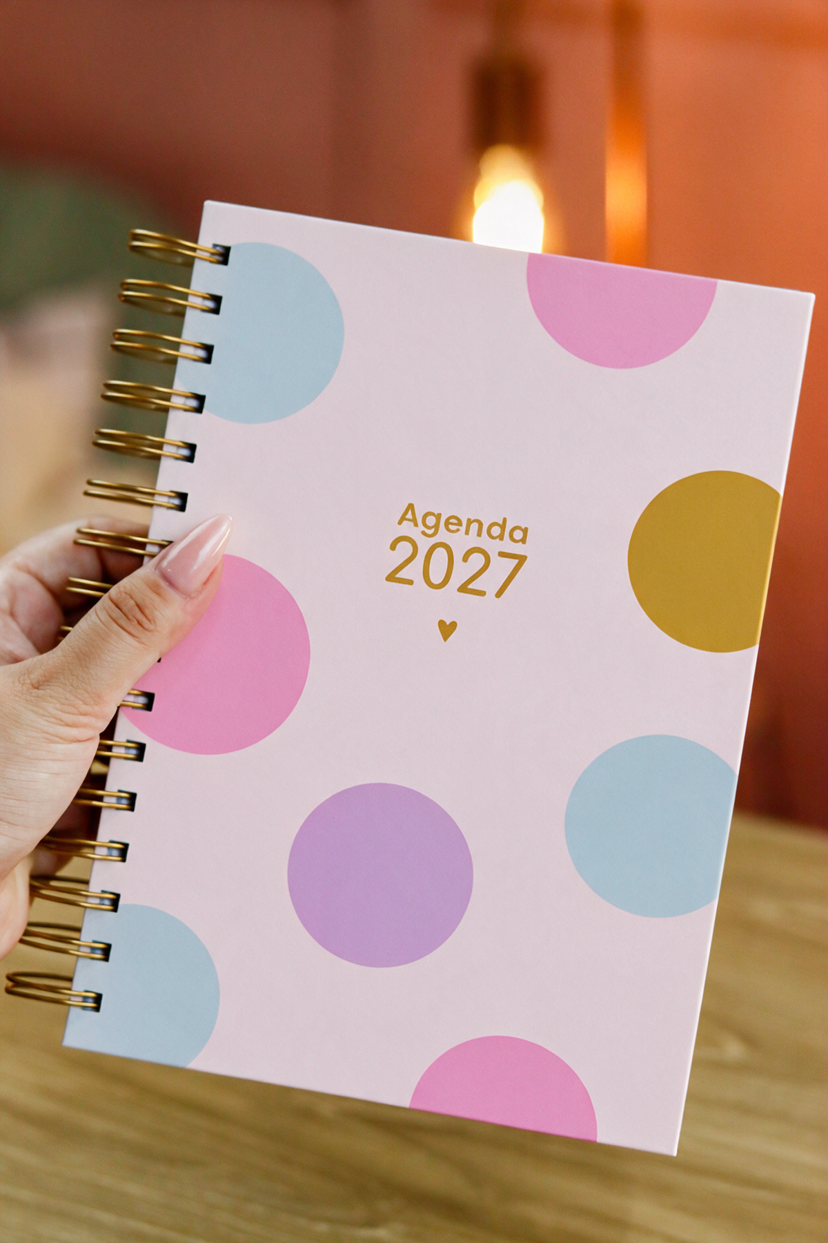 Agenda Con Fecha 2027 Completa | Diseño Lunares Pastel