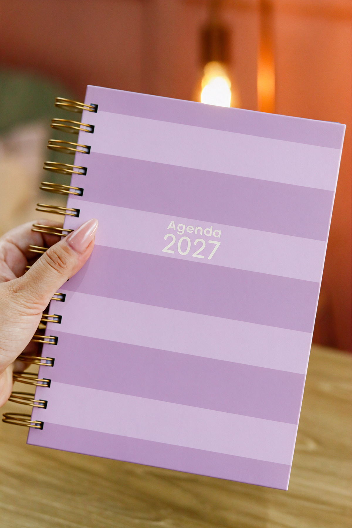 Agenda Con Fecha 2027 Completa | Diseño Rayas