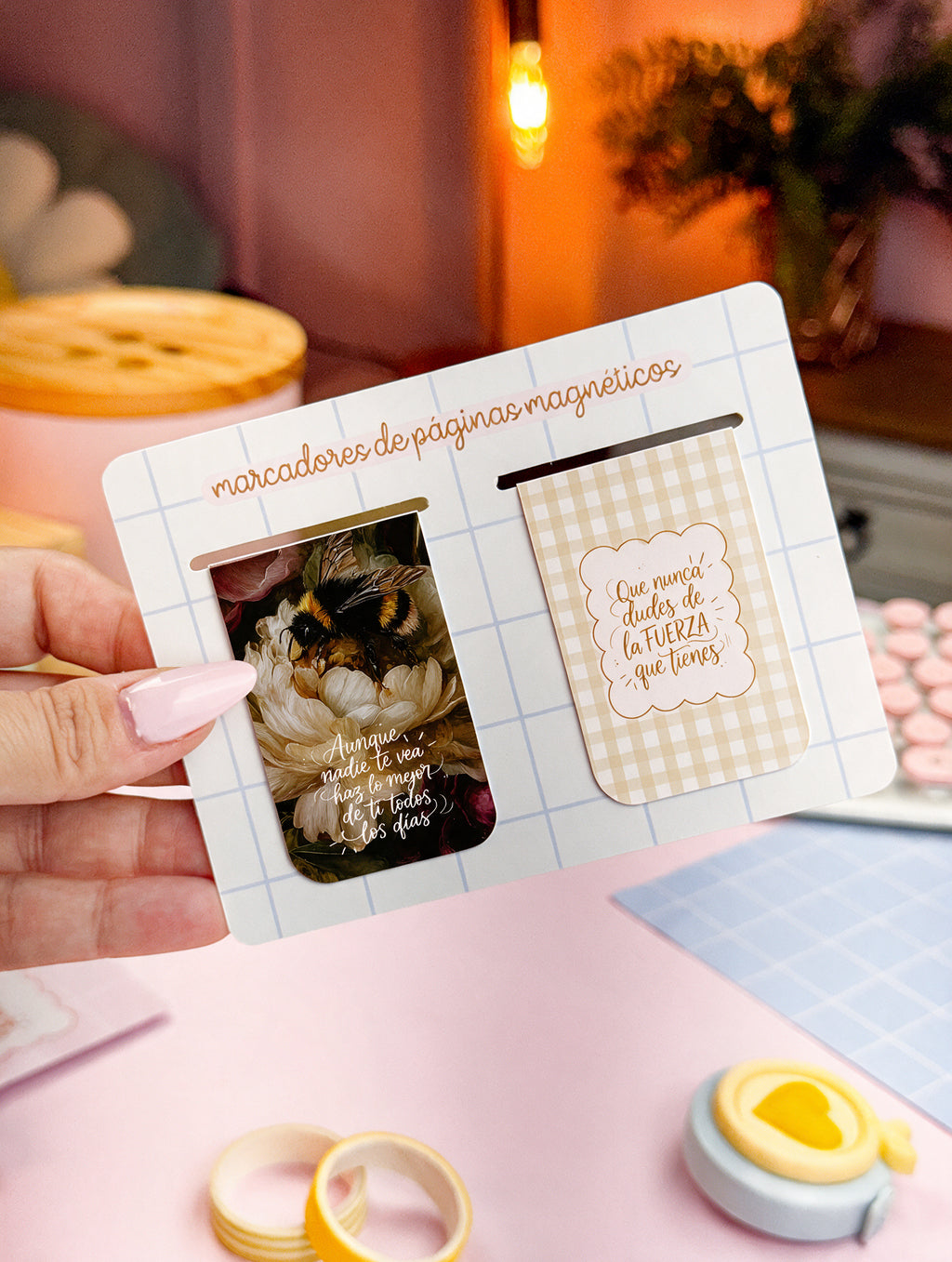 Marcapáginas Magnéticos Vichy y Abeja Vintage | Pack de 2