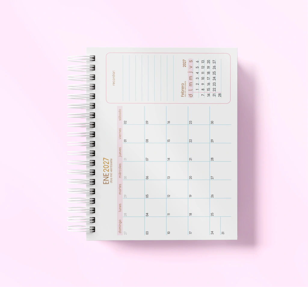 Agenda Con Fecha 2027 Completa | Diseño Cerezas