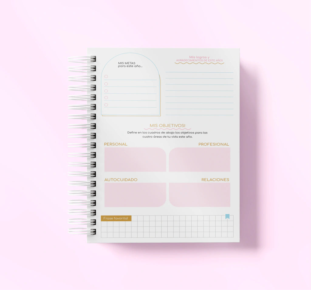 Agenda Sin Fecha Completa | Diseño Cerezas y Vichy Verde